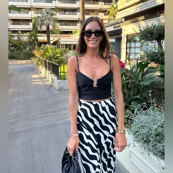 PRINTED MIDI SKIRT - Black and White - Zara - Picture 5 of 6